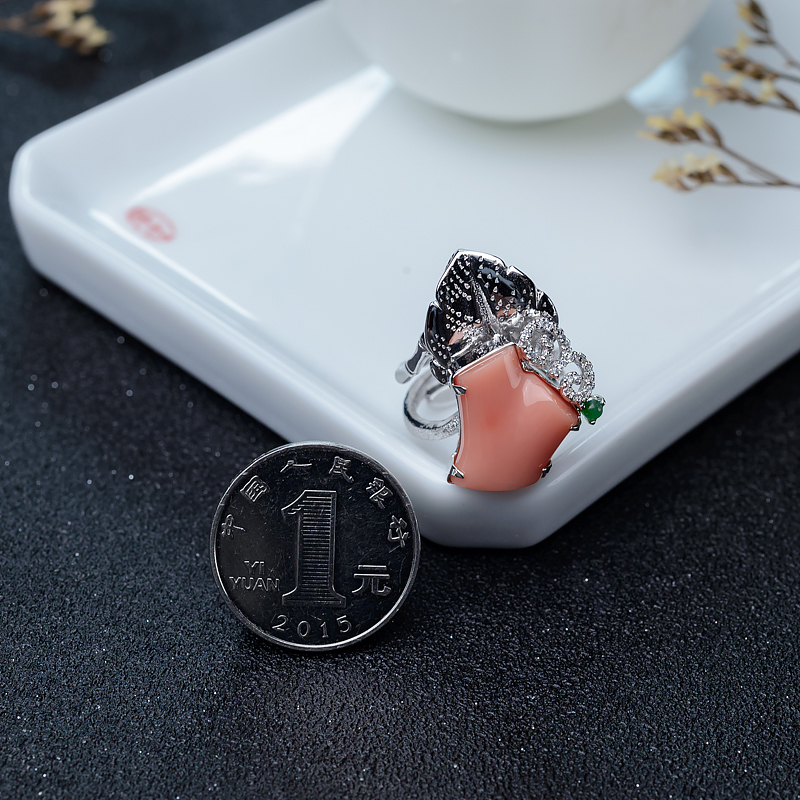 台湾深水珊瑚戒指-红掌柜