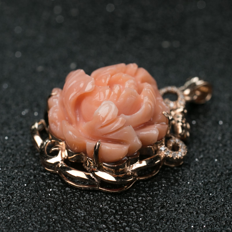 深水珊瑚牡丹花吊坠-红掌柜