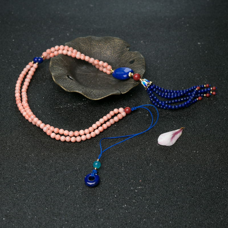 天然深水珊瑚毛衣链-红掌柜