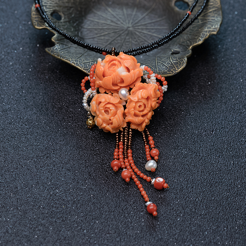 天然MOMO珊瑚花项链-红掌柜