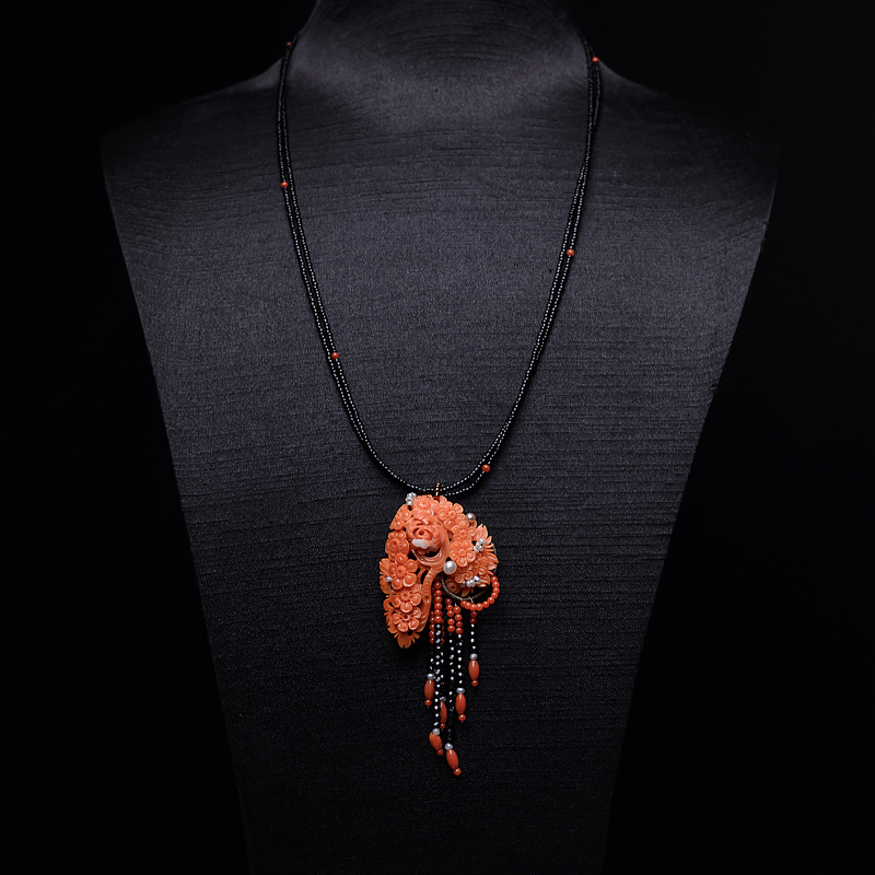 台湾天然MOMO珊瑚花项链-红掌柜