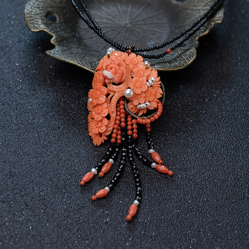 天然MOMO珊瑚花项链-红掌柜