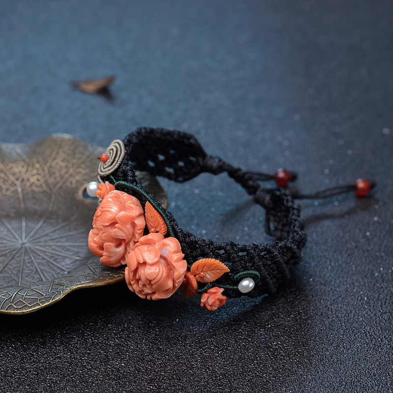 天然MOMO珊瑚花手链-红掌柜