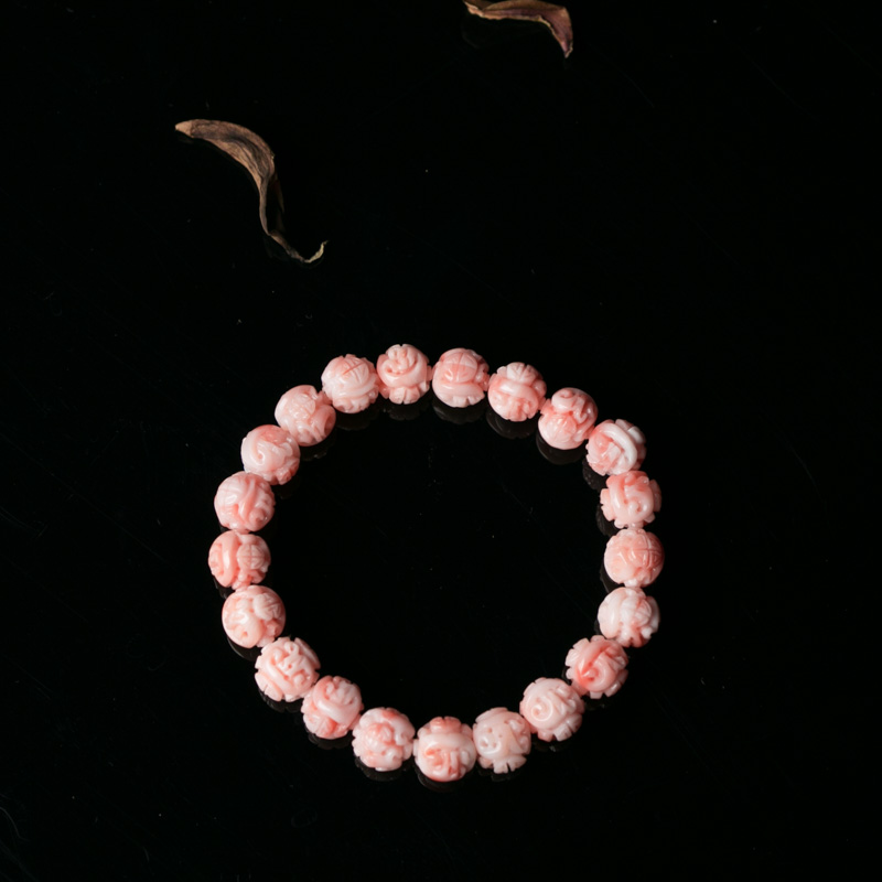 9.1mm深水珊瑚回纹珠单圈手串-红掌柜