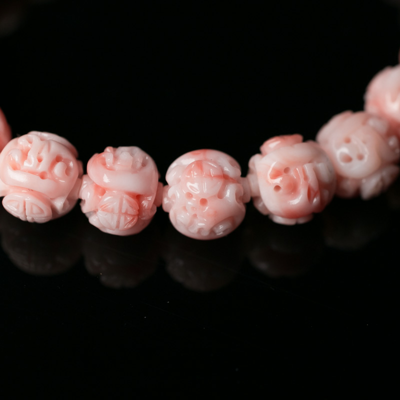 天然珊瑚回纹珠手串-红掌柜