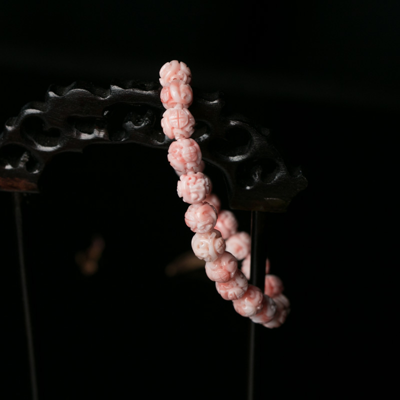 珊瑚回纹珠单圈手串-红掌柜