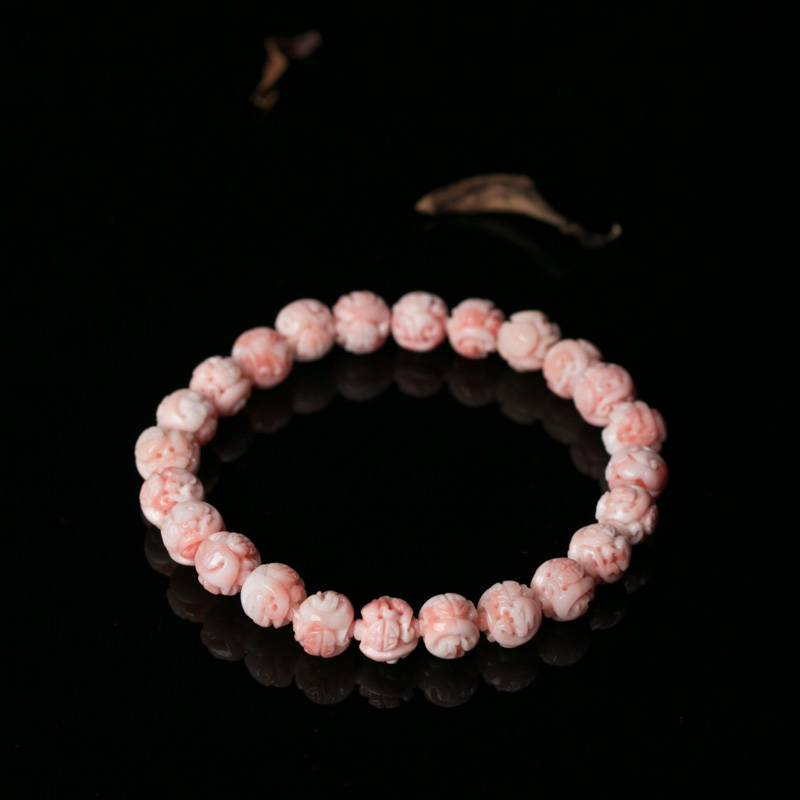 深水珊瑚回纹珠手串-红掌柜