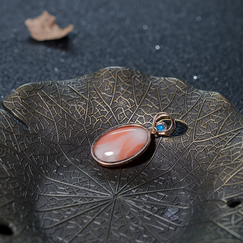 18K金镶台湾MISU珊瑚吊坠-红掌柜