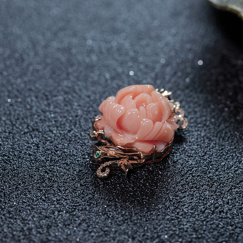 天然深水珊瑚花吊坠-红掌柜