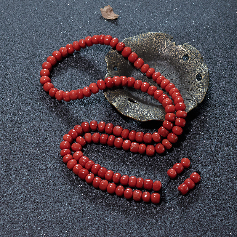 意大利沙丁珊瑚鼓珠108佛珠-红掌柜