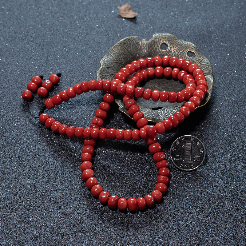沙丁珊瑚鼓珠108佛珠-红掌柜