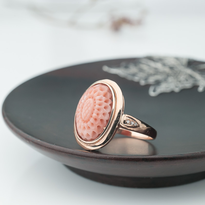 18K台湾深水珊瑚花戒指-红掌柜