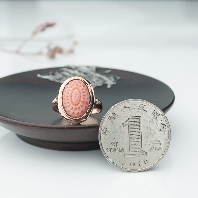 18K天然台湾深水珊瑚花戒指-红掌柜