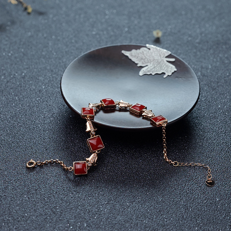 日本天然阿卡牛血红珊瑚手链-红掌柜