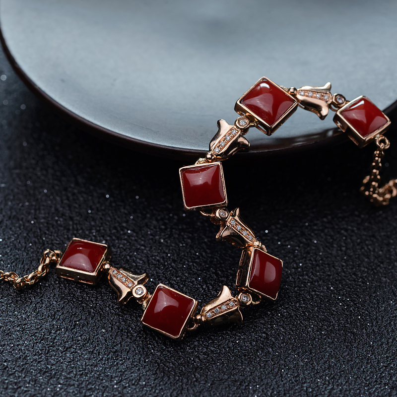 日本天然阿卡红珊瑚手链-红掌柜