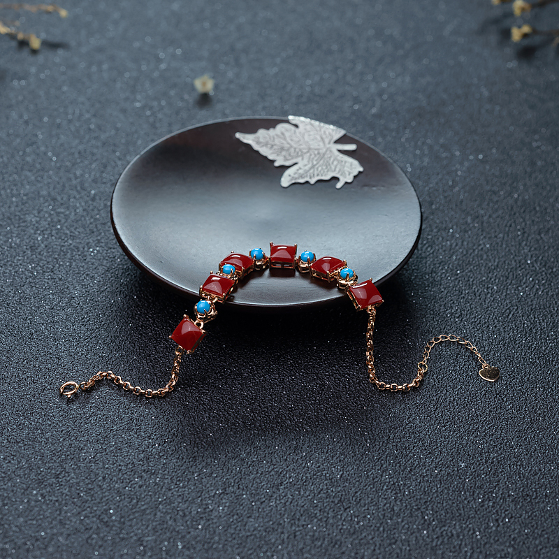 18K阿卡牛血红珊瑚手链-红掌柜
