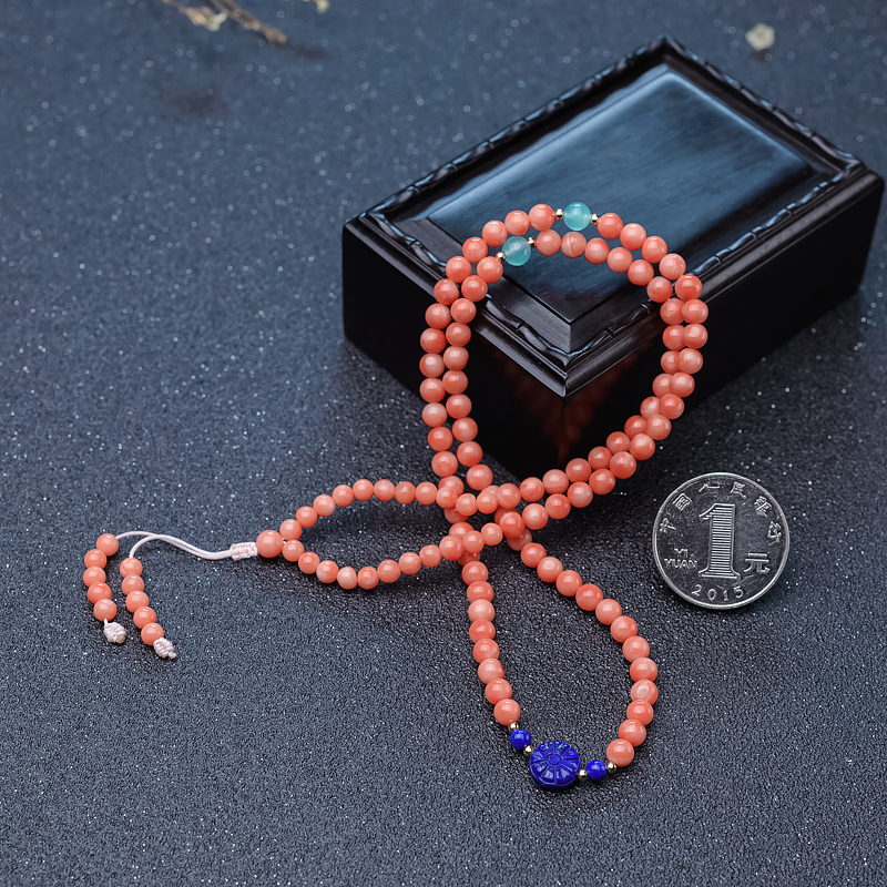 台湾深水珊瑚108佛珠-红掌柜