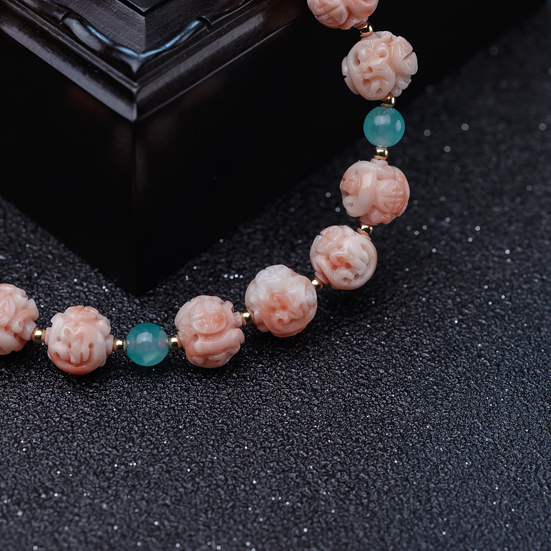 珊瑚古龙珠手串-红掌柜