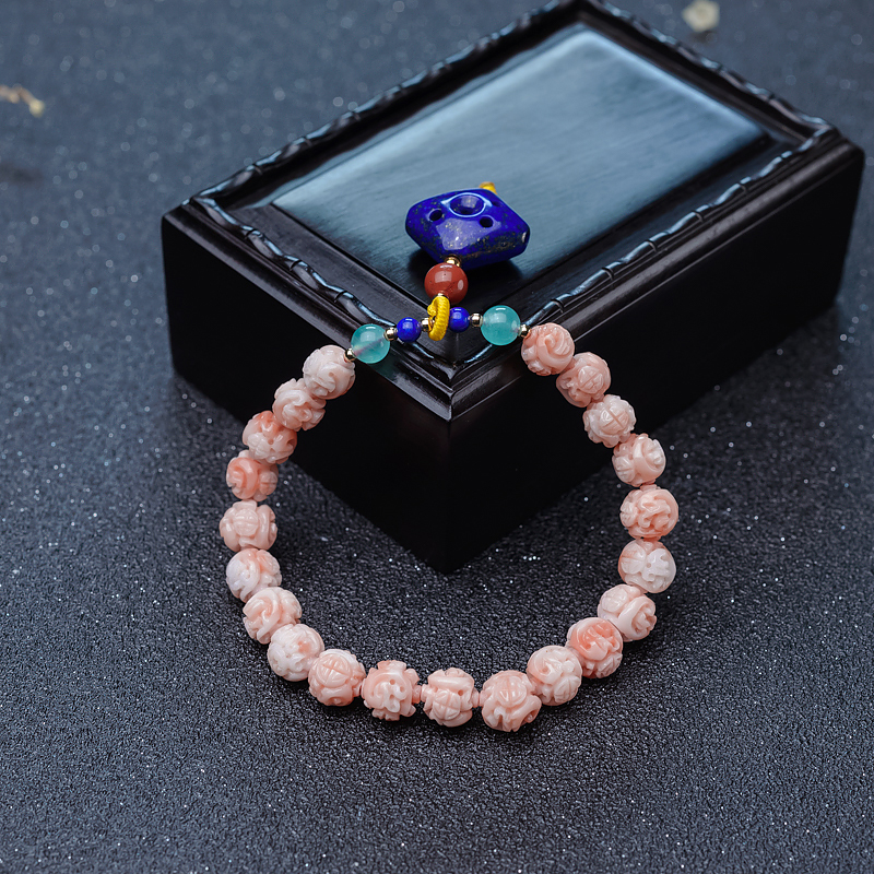 深水珊瑚古龙珠单圈手串-红掌柜