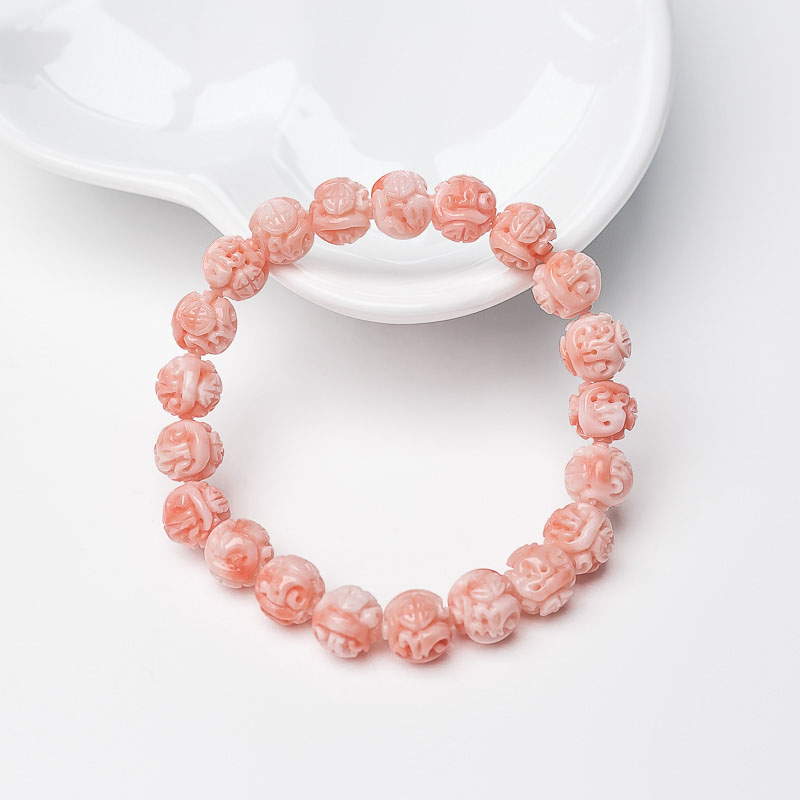 9mm深水珊瑚龙珠单圈手串-红掌柜