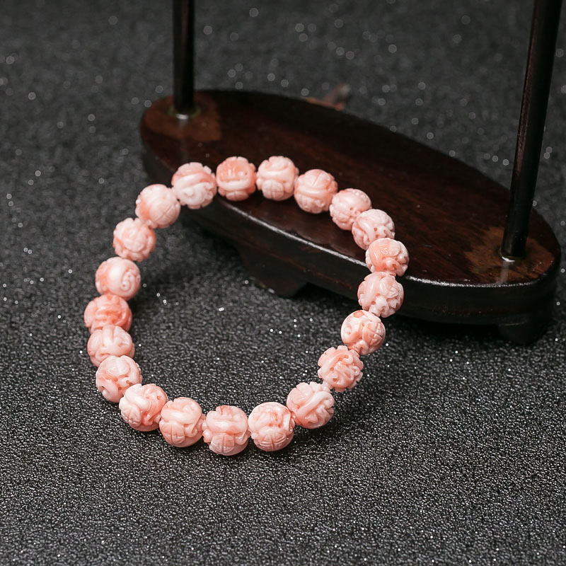 深水珊瑚龙珠单圈手串-红掌柜