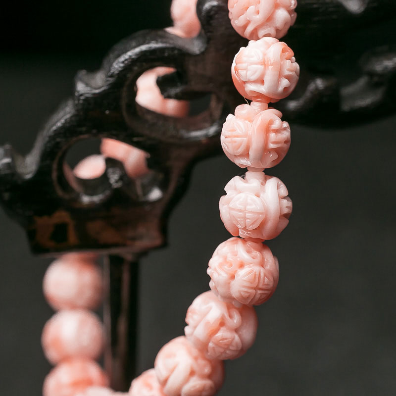 深水珊瑚龙珠单圈手串-红掌柜