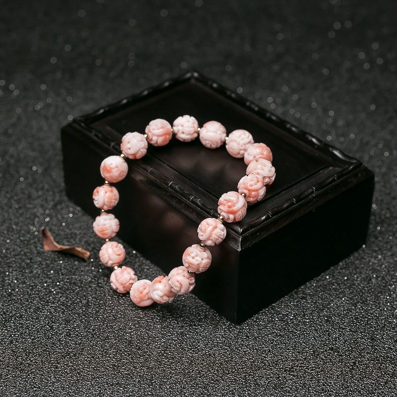 深水珊瑚龙珠单圈手串-红掌柜