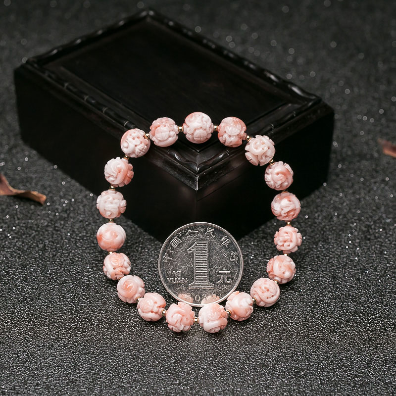 深水珊瑚龙珠单圈手串-红掌柜