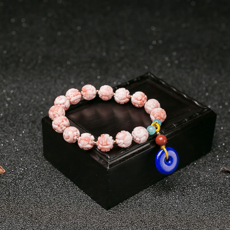 深水珊瑚龙珠单圈手串-红掌柜