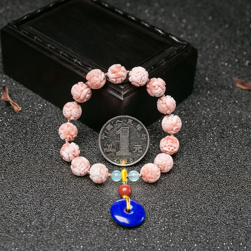 深水珊瑚龙珠单圈手串-红掌柜