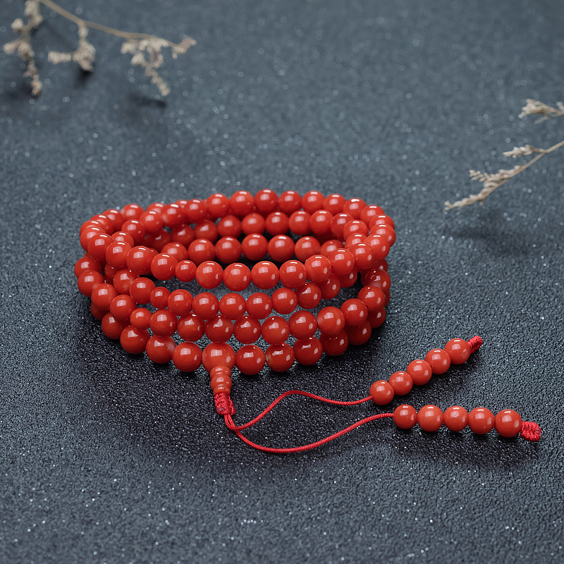 6mm阿卡珊瑚佛珠-红掌柜