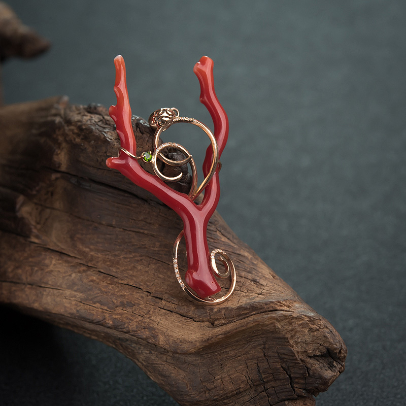 日本阿卡正红珊瑚吊坠-红掌柜