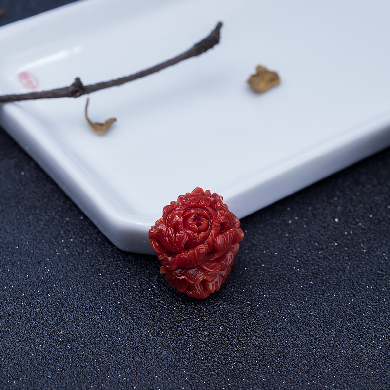 阿卡珊瑚牡丹花吊坠-红掌柜