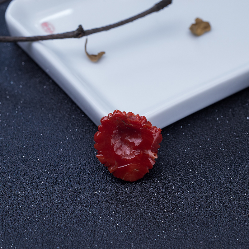 阿卡正红珊瑚吊坠-红掌柜