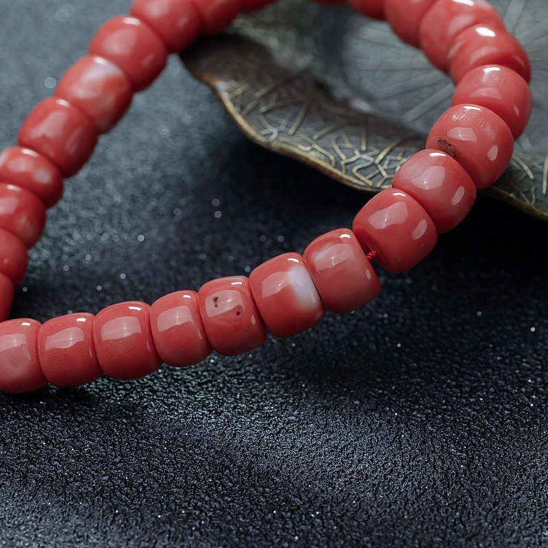 台湾珊瑚桶珠手串-红掌柜