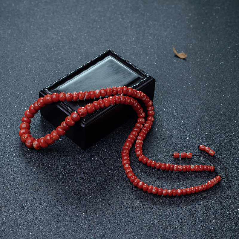 天然珊瑚鼓珠塔链-红掌柜