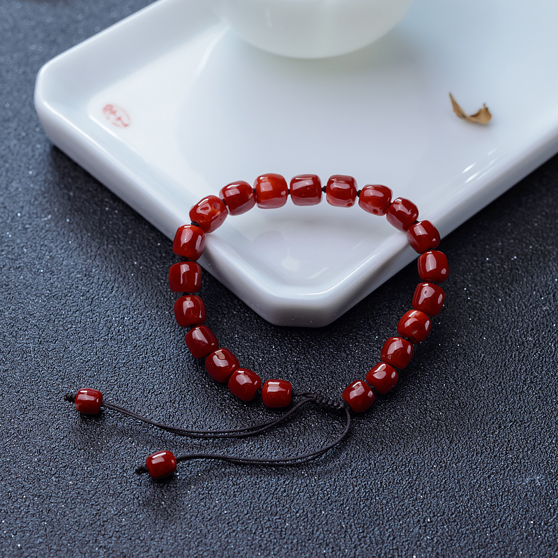 红珊瑚桶珠单圈手串-红掌柜