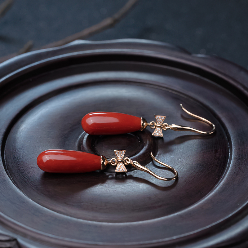 沙丁珊瑚耳坠-红掌柜
