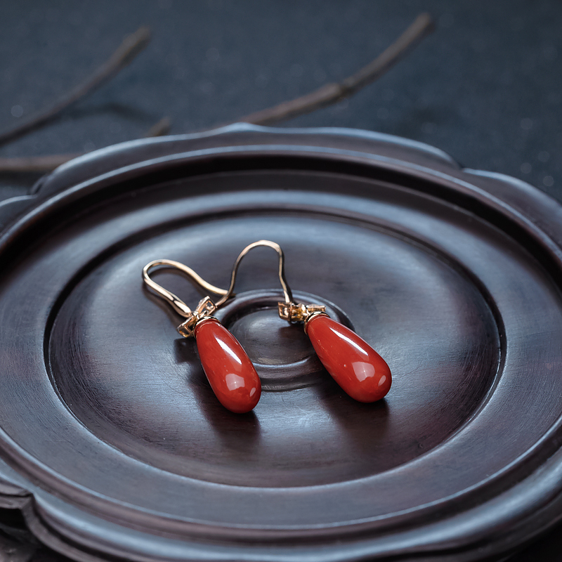 珊瑚耳坠-红掌柜