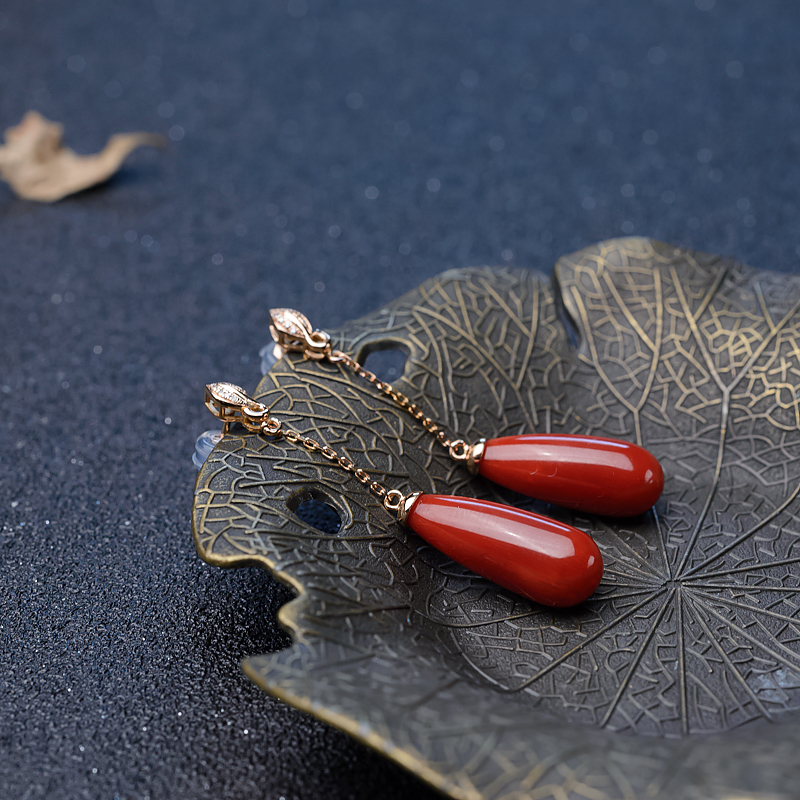 沙丁珊瑚耳坠-红掌柜