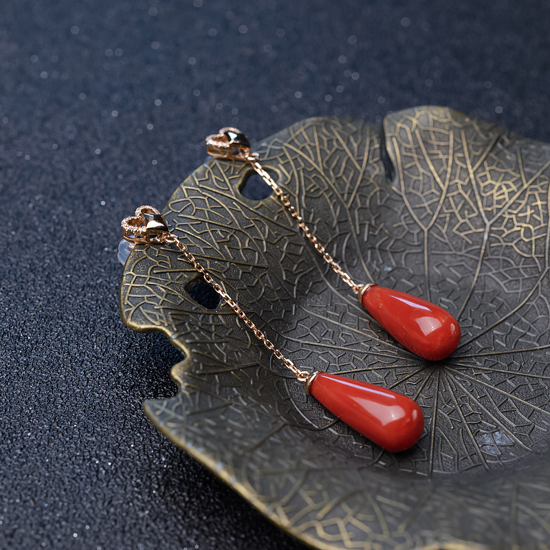 沙丁珊瑚耳坠-红掌柜