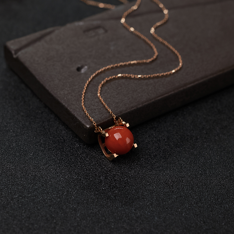 沙丁朱红珊瑚锁骨链-红掌柜