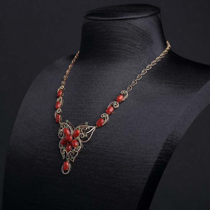 日本天然阿卡正红珊瑚项链-红掌柜