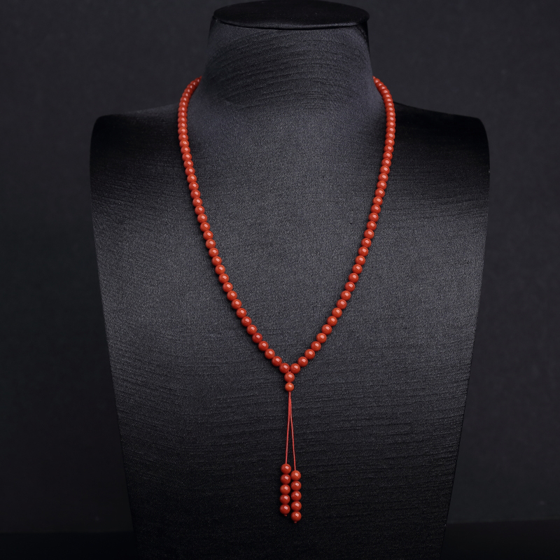 意大利天然沙丁朱红珊瑚108佛珠-红掌柜