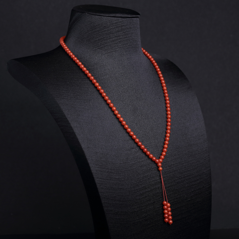 天然沙丁朱红珊瑚108佛珠-红掌柜