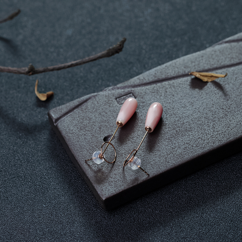 18K金镶珊瑚耳坠-红掌柜