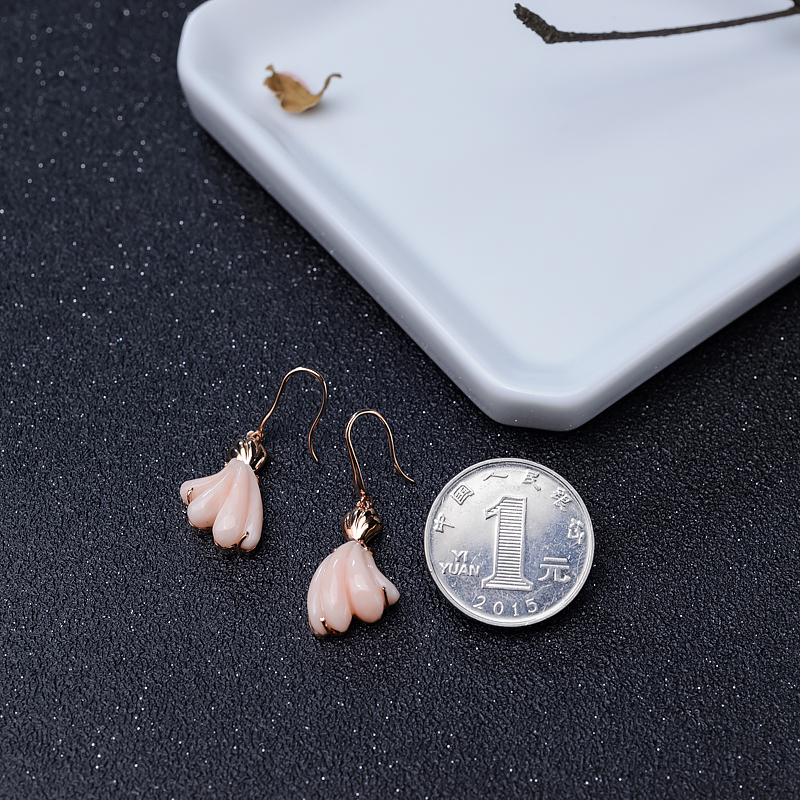 台湾MISU粉色珊瑚耳坠-红掌柜