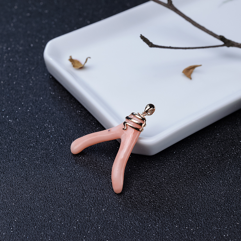 金镶MISU粉色珊瑚吊坠-红掌柜