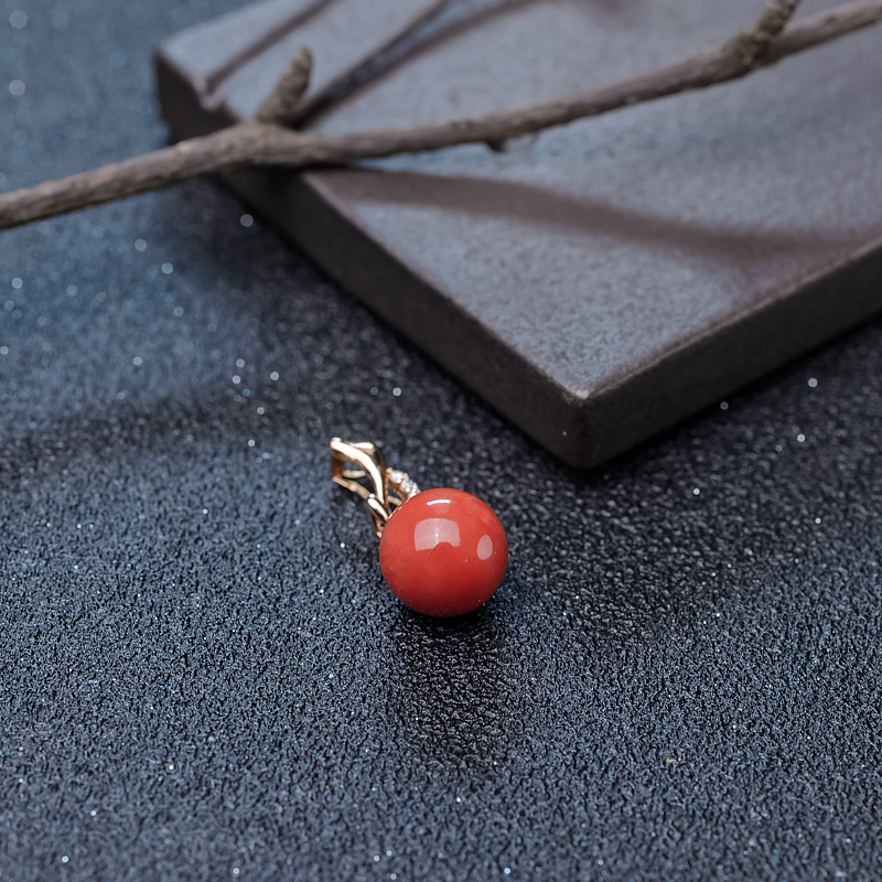 珊瑚圆珠吊坠-红掌柜