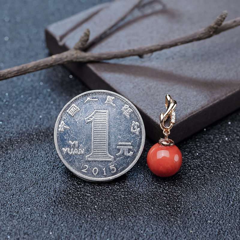 沙丁珊瑚圆珠挂坠-红掌柜